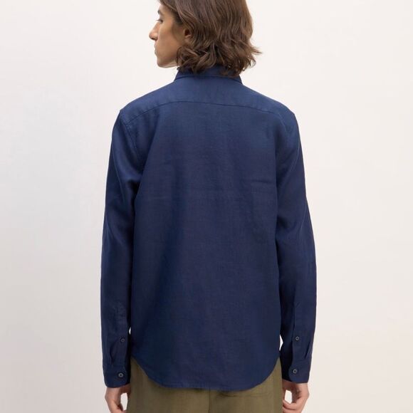 Everlane 100% Linen Men's Navy Casual Button Down Shirt Size L - Picture 3 of 9